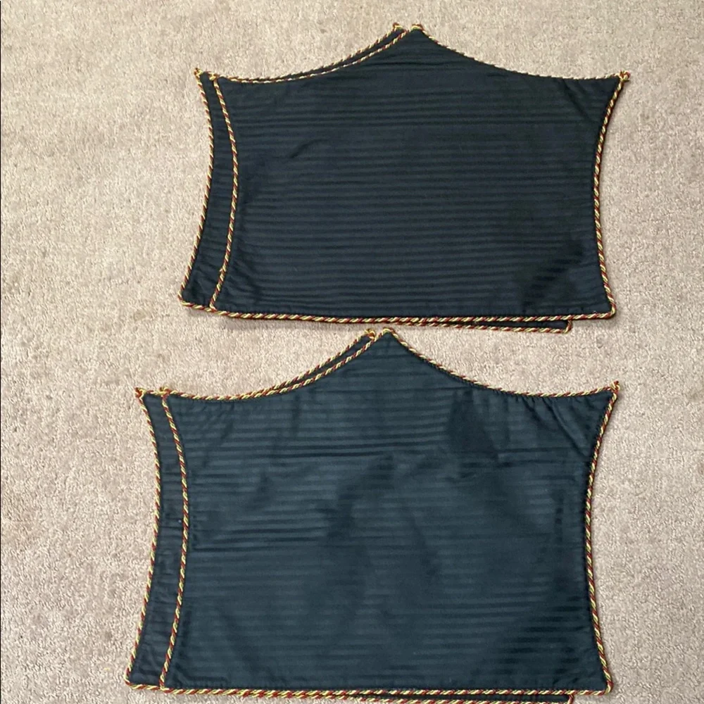 Elegant Burgundy and Green Patterned Textile Placemats Dining